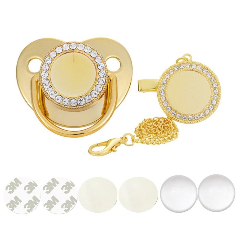 Gold Sublimation Blanks Pacifier luxury pacifier for baby Personalized Bling Bab